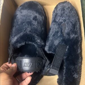 Nike Plush Black Slippers